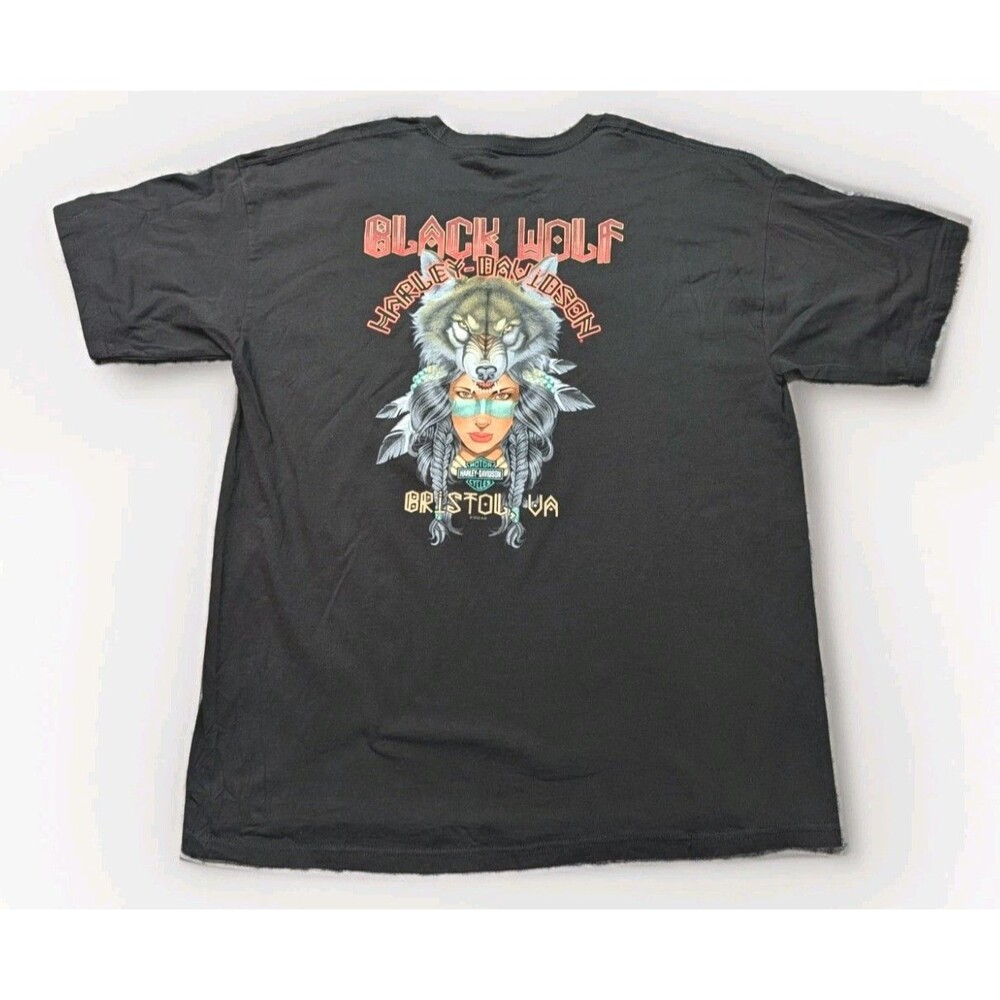 Harley-Davidson Bristol, VA "Black Wolf" Size XXL Black Tshirt